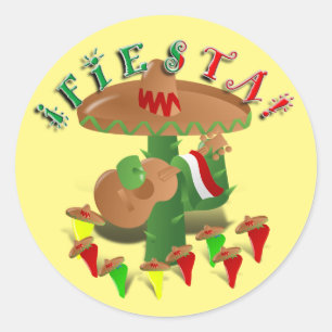Fiesta Cactus Cinco de Mayo Ronde Sticker