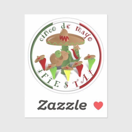 Fiesta Cactus Cinco de Mayo Sticker (Vel)