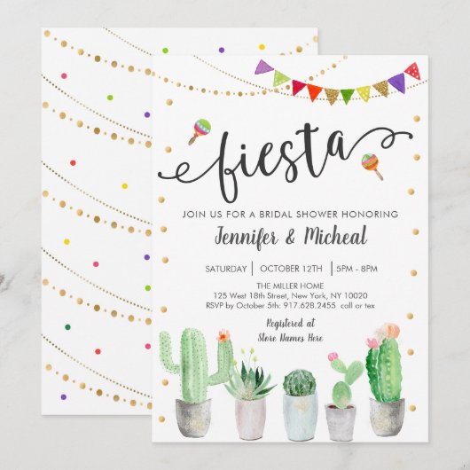 Fiesta Cactus Couples Vrijgezellenfeest Kaart (Voorkant / Achterkant)