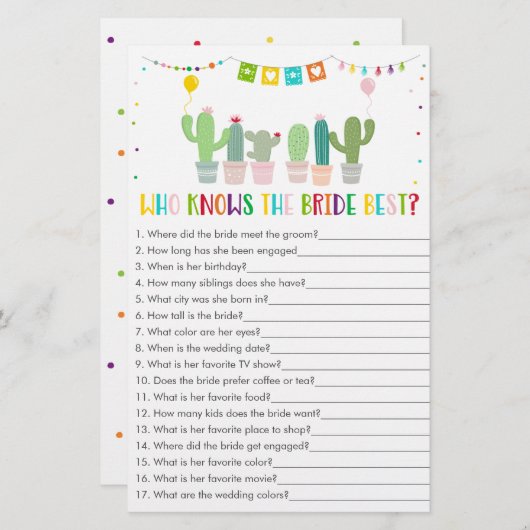 Fiesta Cactus die het beste spel kent (Voorkant / Achterkant)