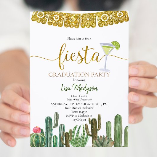 Fiesta Cactus Graduation Party Mexican Kaart