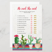 Fiesta cactus il dit qu'elle a dit carte de jeux (Devant / Derrière)