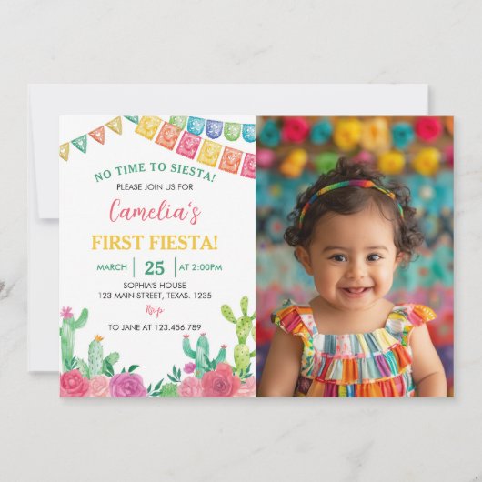 Fiesta Cactus Invitation d'anniversaire (Devant)