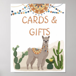 Fiesta Cactus Lama Baby Shower Poster