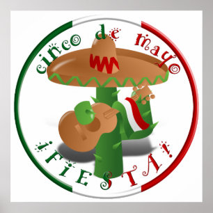 Fiesta Cactus met gitaar & danspeppers Poster