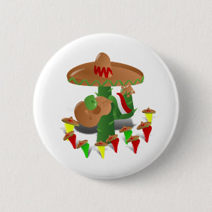 Fiesta Cactus met gitaar & danspeppers Ronde Button 5,7 Cm