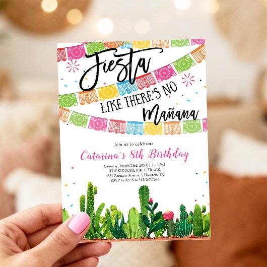 Fiesta Cactus Mexican Birthday Invitation Kaart