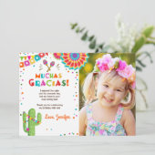 Fiesta Cactus Mexican Nacho Gemiddelde Muchas Grac Kaart (Staand voorkant)