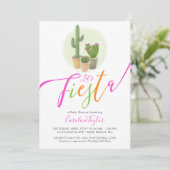 Fiesta Cactus Neon Pink Oranje Baby shower Kaart (Staand voorkant)