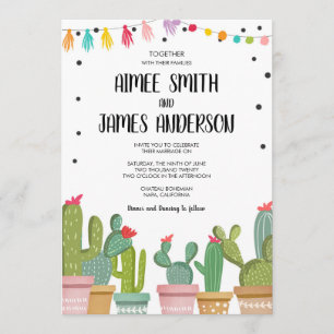 Fiesta Cactus Succulent Mexican Wedding Invitation Kaart
