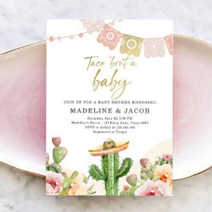 Fiesta Cactus Waterverf Baby Couples Shower Invit Kaart