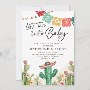 Fiesta Cactus Waterverf Baby Couples Shower Kaart