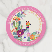 FIESTA Cactussen Llama FolkBloemen Roze Custom Bedankjes Labels (Voorkant)