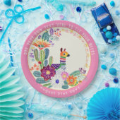 FIESTA Cactussen Llama FolkBloemen Roze Custom Papieren Bordje (Feest)