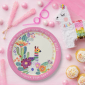 FIESTA Cactussen Llama FolkBloemen Roze Custom Papieren Bordje (Feest)