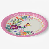 FIESTA Cactussen Llama FolkBloemen Roze Custom Papieren Bordje (Gekanteld)