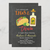 Fiesta Chalkboard Tacos en Tequila Invitation Kaart (Voorkant / Achterkant)