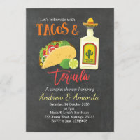 Fiesta Chalkboard Tacos et Tequila Invitation