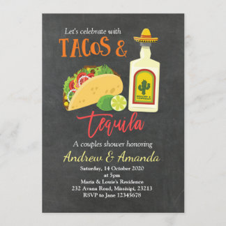 Fiesta Chalkboard Tacos et Tequila Invitation