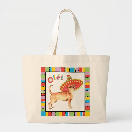 Fiesta Chihuahua Grote Tote Bag (Voorkant)