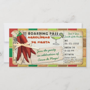 Fiesta Cinco De Mayo Boarding Pass Invitation