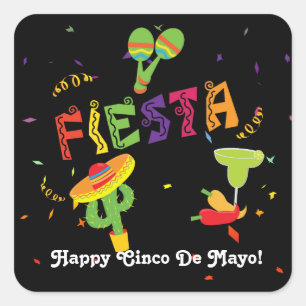 Fiesta Cinco De Mayo Celebration Aangepaste Sticke Vierkante Sticker