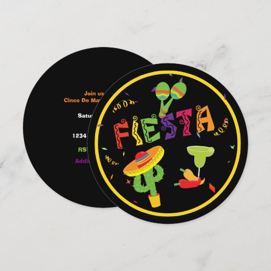 FIESTA Cinco De Mayo Fête Invitation (Devant / Derrière)