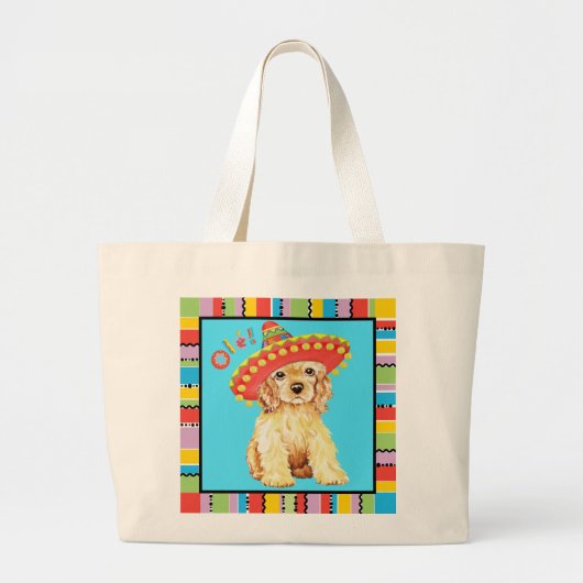 Fiesta Cocker Spaniel Grote Tote Bag (Voorkant)
