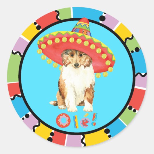 Fiesta Collie Classic Round Sticker (Voorkant)