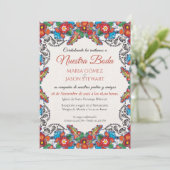Fiesta Colorful Flowers Botanical Spanish Wedding Kaart (Staand voorkant)