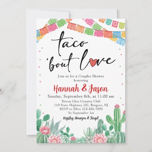 Fiesta Couples Douche Invitation Thème Mexicain (Devant)