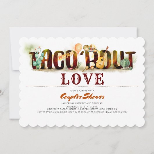 Fiesta Couples Douche Uitnodiging Taco Over Liefde (Voorkant)