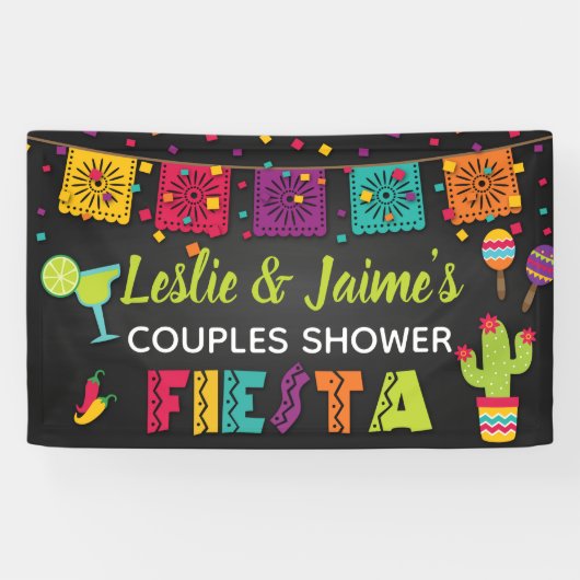Fiesta Couples Shower Banner met Margarita (Horizontaal)