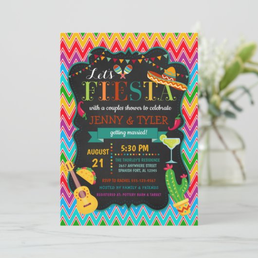 Fiesta Couples Shower Invitation Kaart (Staand voorkant)