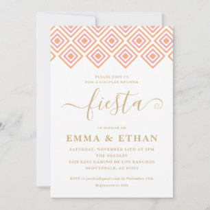 Fiesta Couples Shower Invitation, Pink and Gold Kaart