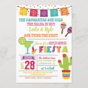 Fiesta Couples Shower Invitation - White Kaart