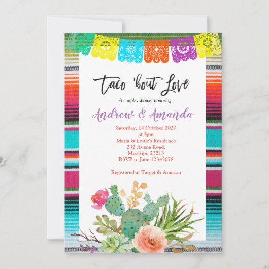 Fiesta Couples Uitnodiging voor huwelijksdouche (Voorkant)