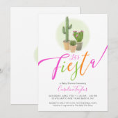 Fiesta Cute Colorful Cactus Baby shower Kaart (Voorkant / Achterkant)