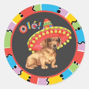 Fiesta Dachshund Ronde Sticker