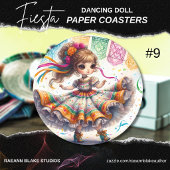 Fiesta Dancing Doll (#9) Paper Coaster Sets Ronde Kartonnen Onderzetter