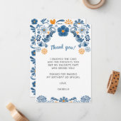 Fiesta Dank je kaarten, Floral Dank je wel Notitiekaartje (Voorkant / Achterkant in situ)