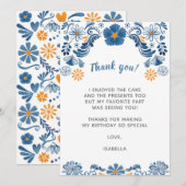 Fiesta Dank je kaarten, Floral Dank je wel Notitiekaartje (Voorkant / Achterkant)