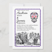 Fiesta Dansende Skeletons Skull Wedding Invitation Kaart (Voorkant)
