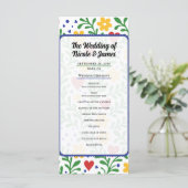 Fiesta de Amor Kleurrijk Bloemen Trouwprogramma Menu (Staand voorkant)