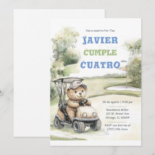 Fiesta de Cumpleaños de Golf para Niño Kaart (Voorkant / Achterkant)