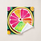 Fiesta de fruits d'agrumes de néon (Gant de toilette)