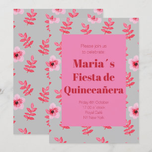 Fiesta de Quinceañera Flores Acuarela Verjaardag Kaart