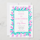 Fiesta de Quinceañera Invitation Flores Rosa (Devant)