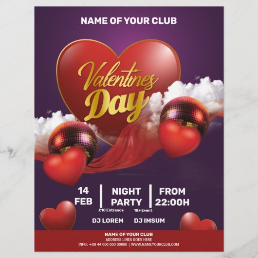 Fiesta de Valentines Red Hearts Flyer (Voorkant)
