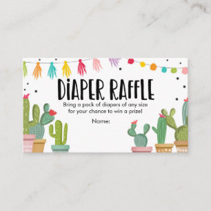 Fiesta Diaper Raffle Card Mexican Cactus Floral Informatiekaartje
